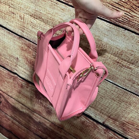 The Leather Crossbody Tote Bag Small Mini Petal Pink 8x6.5x4 Designer Inspired - Picture 4 of 9